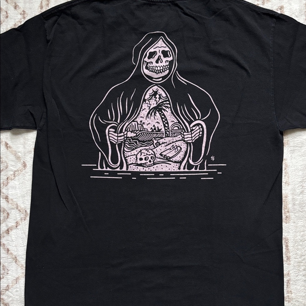 Black Graphic Tee with Skeleton Design